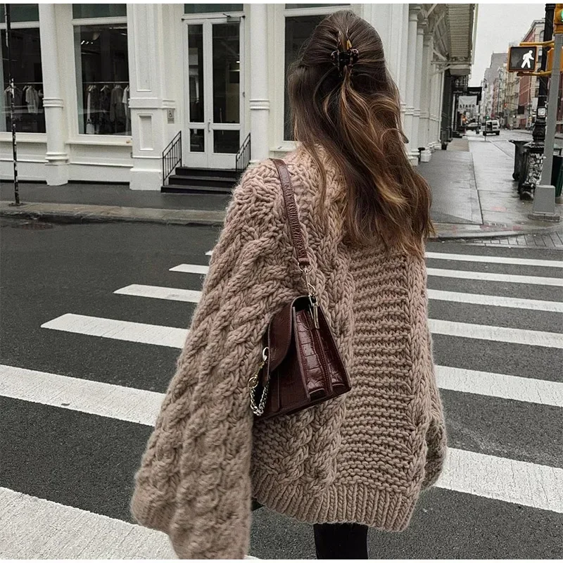 Yaminiya Winter Clothes Women Women's Turtleneck Long Sleeve Pink Sweater Prairie Chic Solid Vintage Sweater Oversize Pullover
