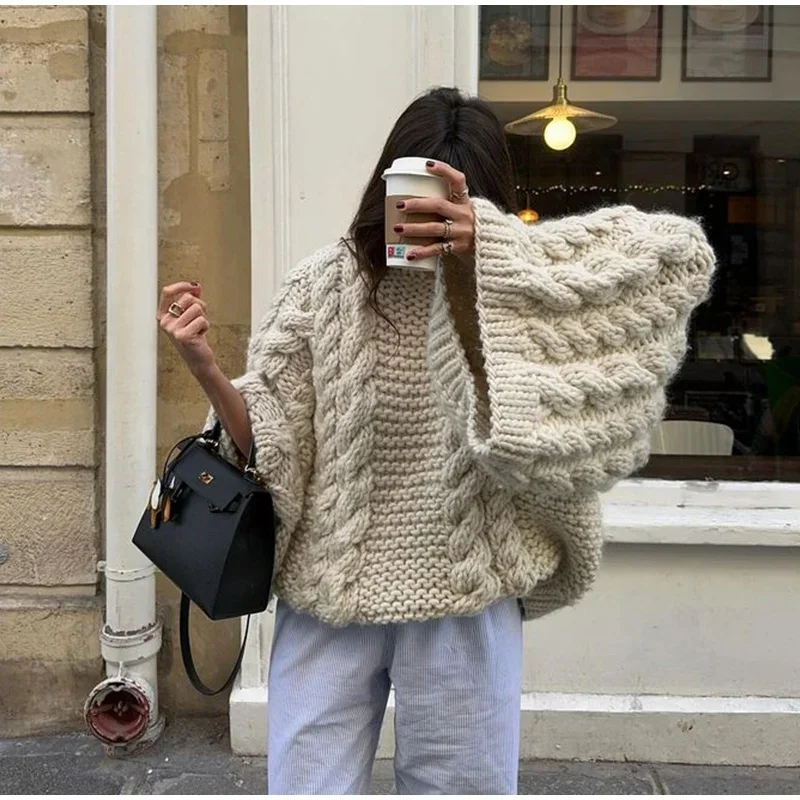 Yaminiya Winter Clothes Women Women's Turtleneck Long Sleeve Pink Sweater Prairie Chic Solid Vintage Sweater Oversize Pullover