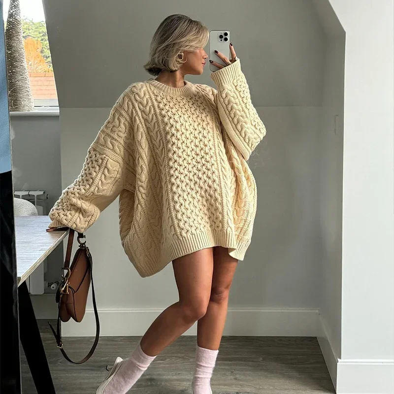 Yaminiya Winter Clothes Women Women's Turtleneck Long Sleeve Pink Sweater Prairie Chic Solid Vintage Sweater Oversize Pullover