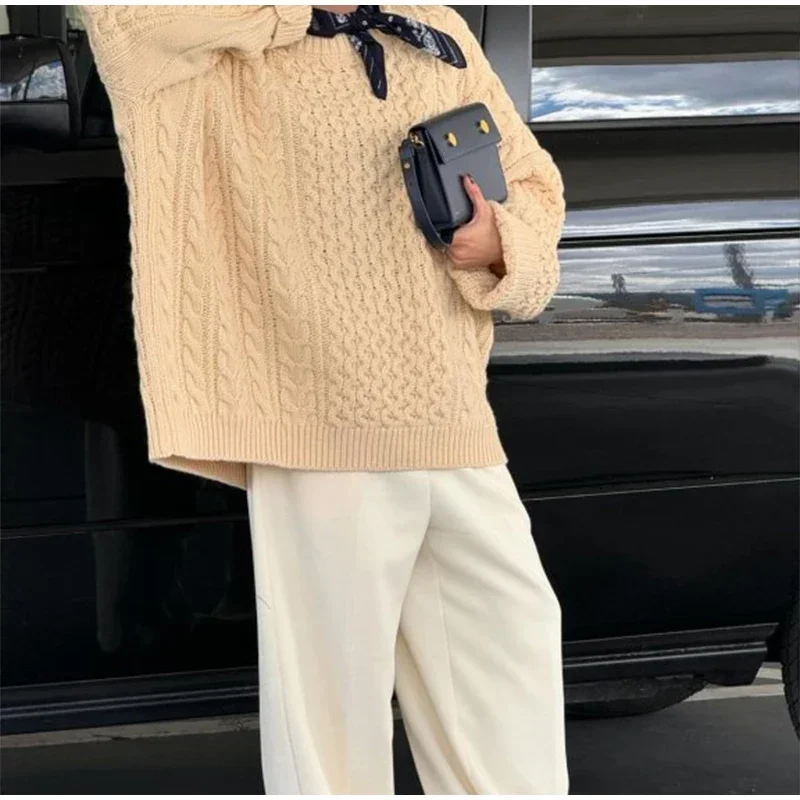 Yaminiya Winter Clothes Women Women's Turtleneck Long Sleeve Pink Sweater Prairie Chic Solid Vintage Sweater Oversize Pullover