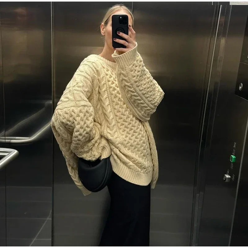 Yaminiya Winter Clothes Women Women's Turtleneck Long Sleeve Pink Sweater Prairie Chic Solid Vintage Sweater Oversize Pullover