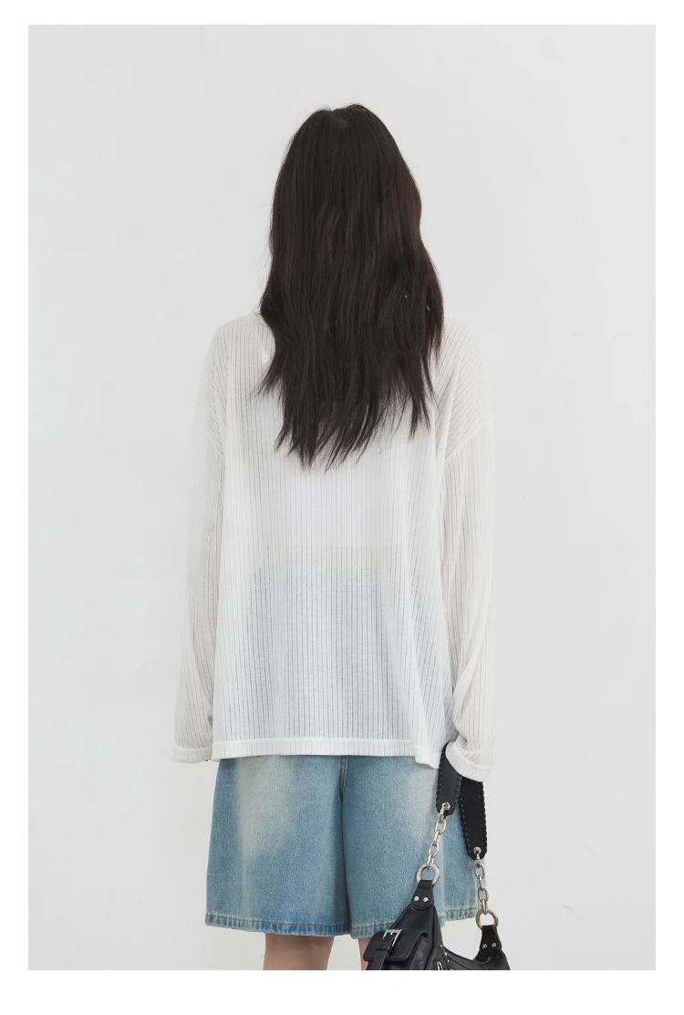CHIC VEN Women T-Shirts Casual Loose New Slightly Transparent O Neck Female Top Thin Sun Protection Tees Spring Summer 2025