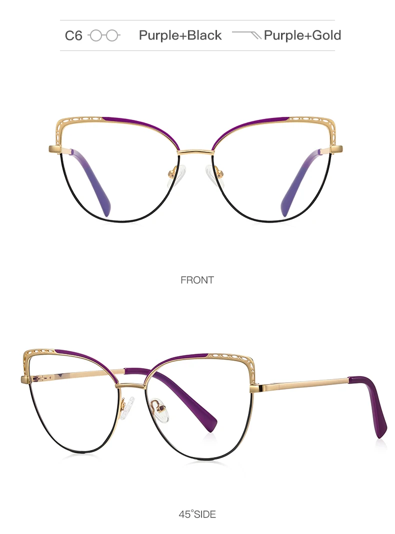VKYEE Metal Geometric Women's Anti-Blue Light Glasses Fashionable Design Customizable Prescription Photochromic 3112