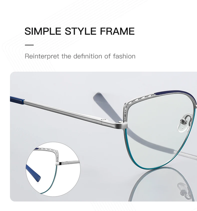 VKYEE Metal Geometric Women's Anti-Blue Light Glasses Fashionable Design Customizable Prescription Photochromic 3112