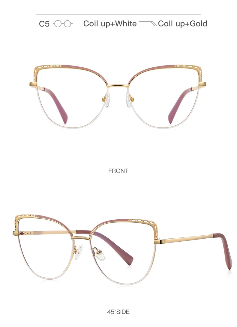 VKYEE Metal Geometric Women's Anti-Blue Light Glasses Fashionable Design Customizable Prescription Photochromic 3112