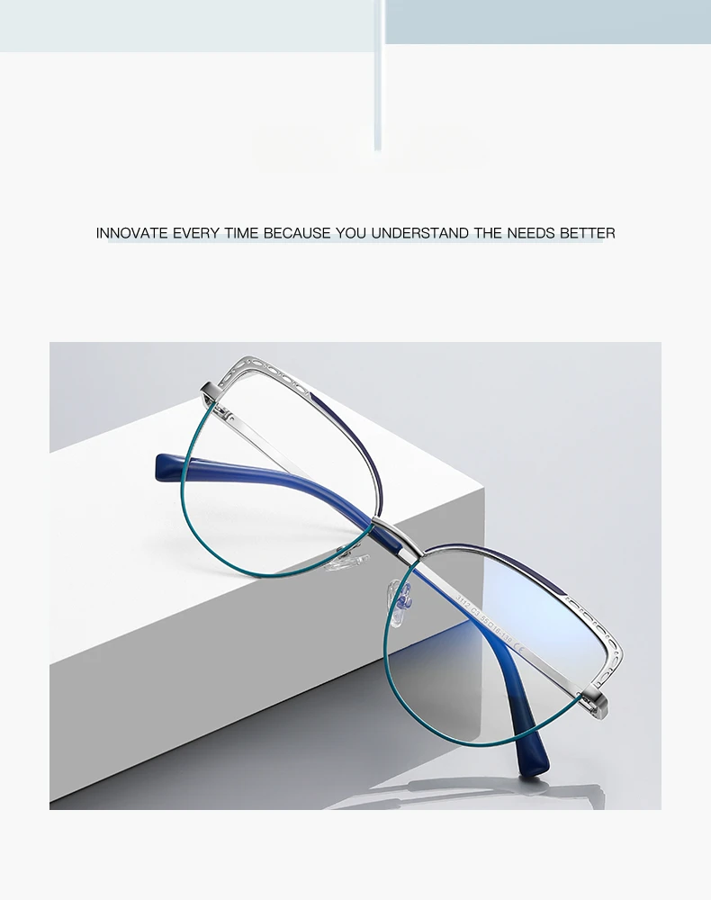 VKYEE Metal Geometric Women's Anti-Blue Light Glasses Fashionable Design Customizable Prescription Photochromic 3112
