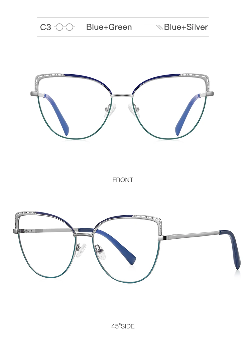 VKYEE Metal Geometric Women's Anti-Blue Light Glasses Fashionable Design Customizable Prescription Photochromic 3112