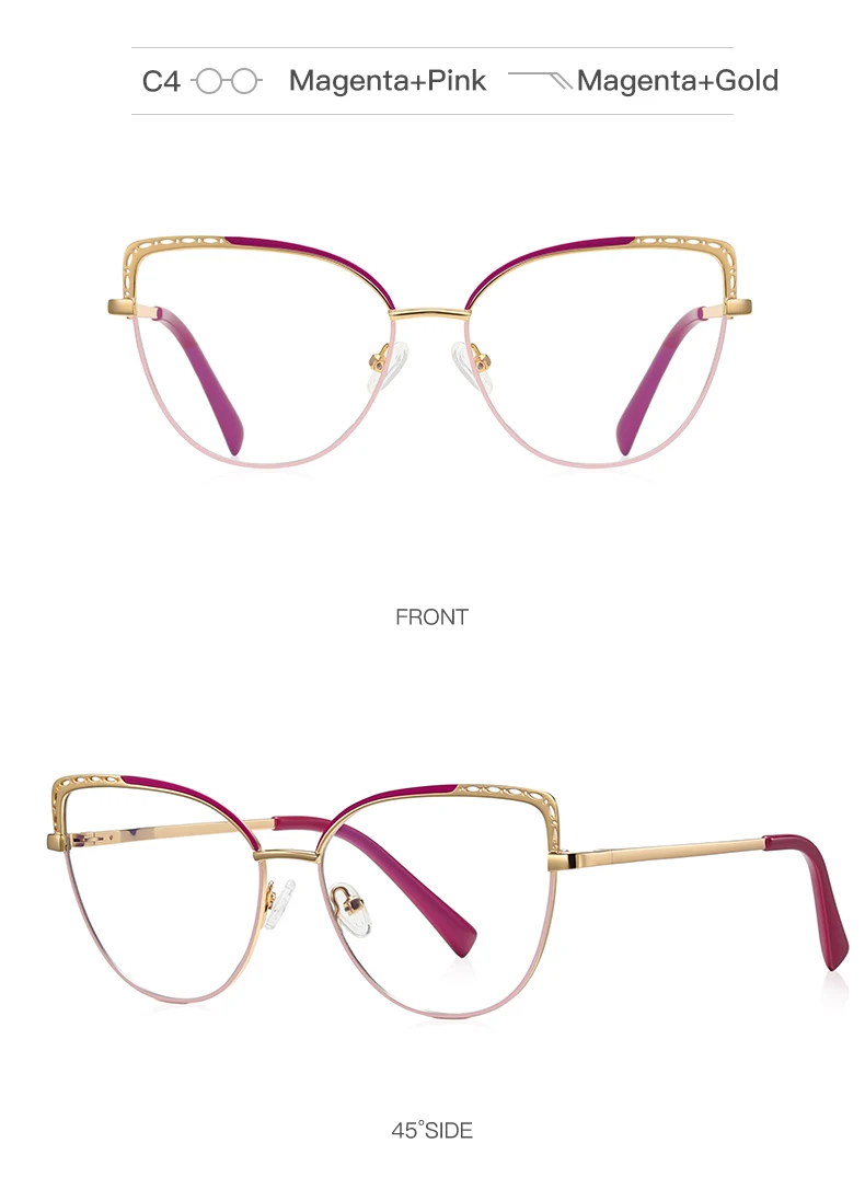VKYEE Metal Geometric Women's Anti-Blue Light Glasses Fashionable Design Customizable Prescription Photochromic 3112