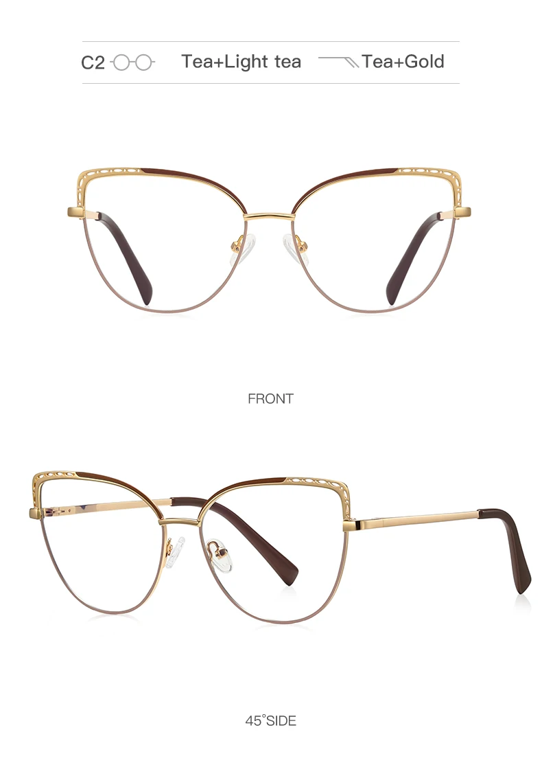 VKYEE Metal Geometric Women's Anti-Blue Light Glasses Fashionable Design Customizable Prescription Photochromic 3112