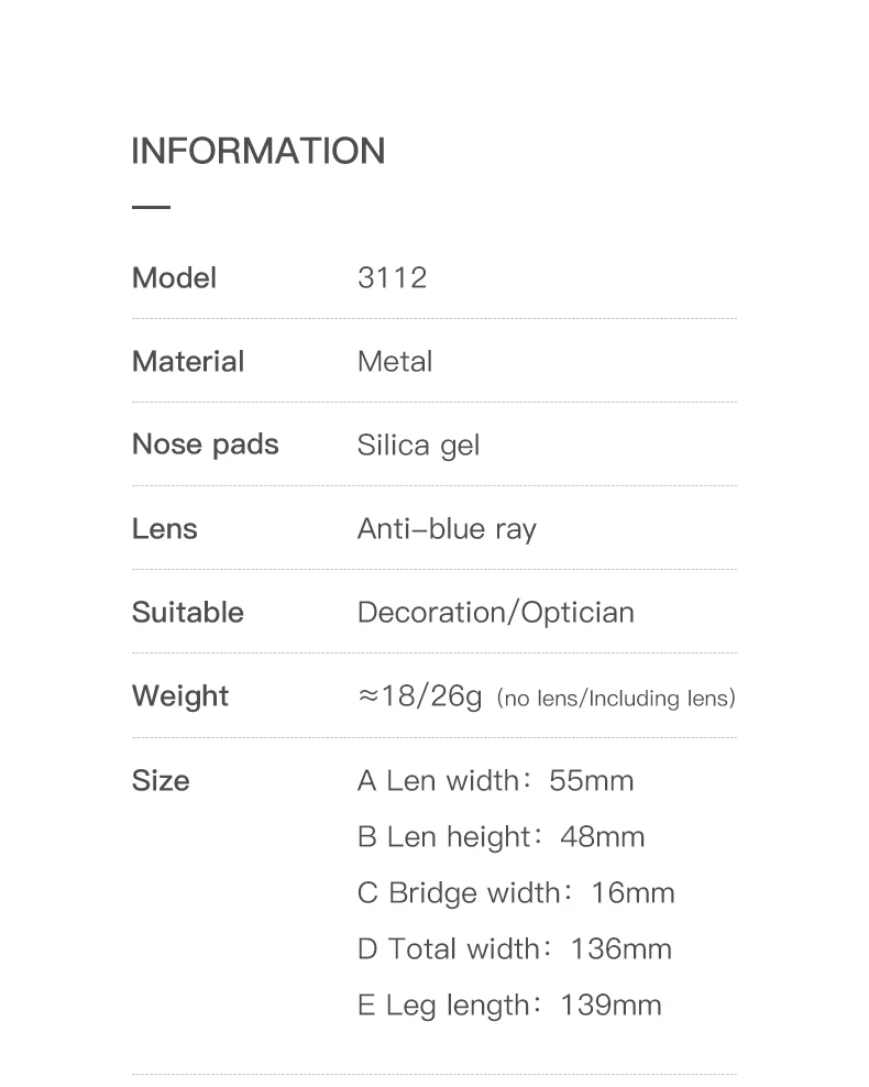 VKYEE Metal Geometric Women's Anti-Blue Light Glasses Fashionable Design Customizable Prescription Photochromic 3112