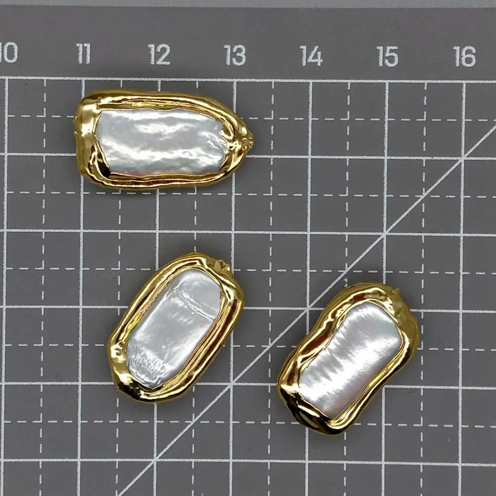 10Pcs Rectangle Pearl Connector Beads Pearl Loose Bead for Jewelry Making