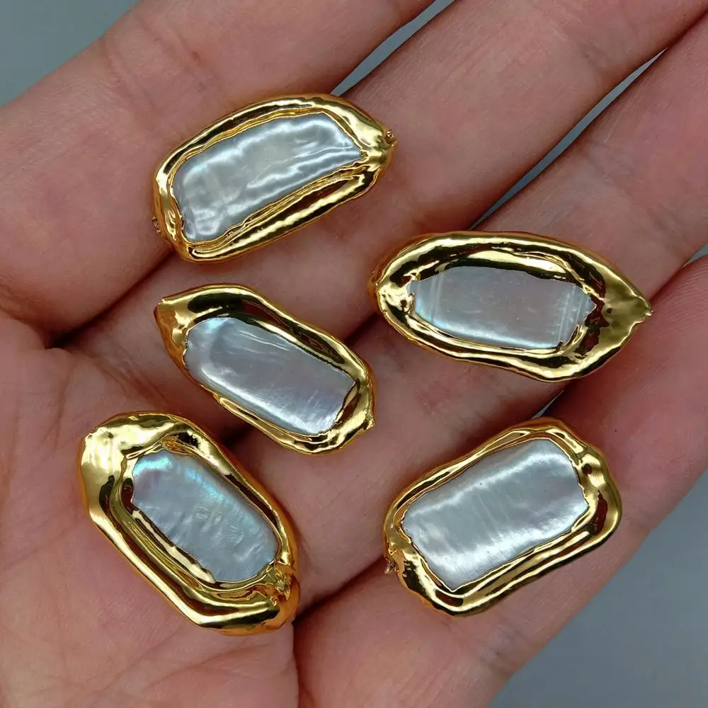 10Pcs Rectangle Pearl Connector Beads Pearl Loose Bead for Jewelry Making