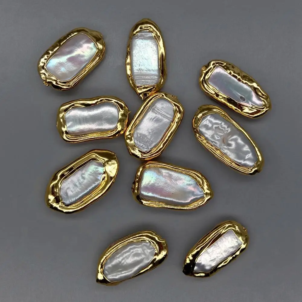 10Pcs Rectangle Pearl Connector Beads Pearl Loose Bead for Jewelry Making