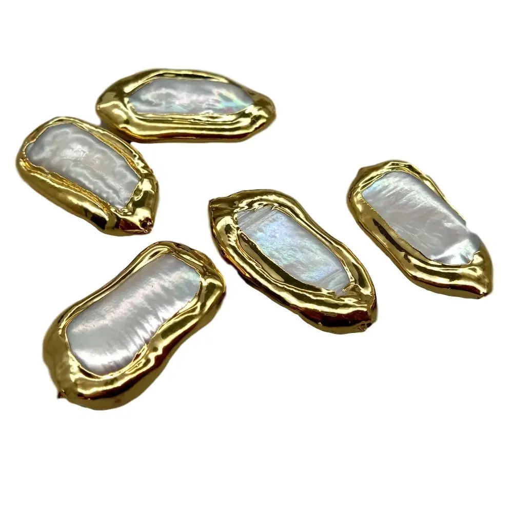 10Pcs Rectangle Pearl Connector Beads Pearl Loose Bead for Jewelry Making