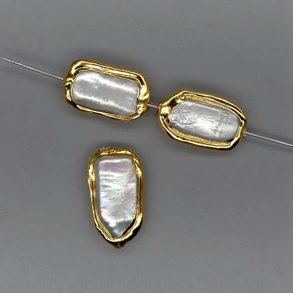 10Pcs Rectangle Pearl Connector Beads Pearl Loose Bead for Jewelry Making