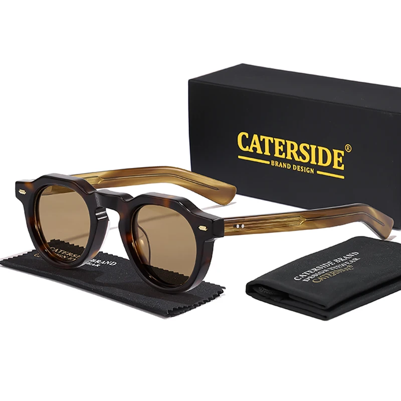 CATERSIDE Acetate Simple Men Sunglasses Polarized Small Frame High-Quality Frame Sun Glasses Women Party Travel Outdoor Glasses
