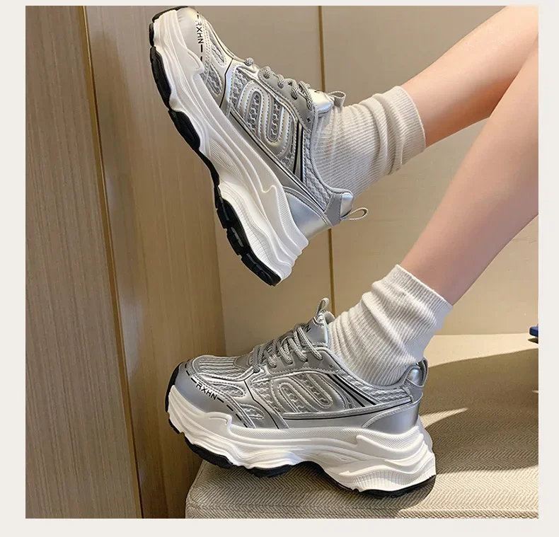Women Sneakers Autumn Fashion Breathable Casual Shoes Women Mesh Lace Up Comfort Platform Vulcanize Shoes Zapatillas De Mujer