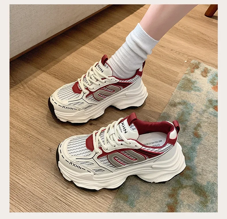 Women Sneakers Autumn Fashion Breathable Casual Shoes Women Mesh Lace Up Comfort Platform Vulcanize Shoes Zapatillas De Mujer