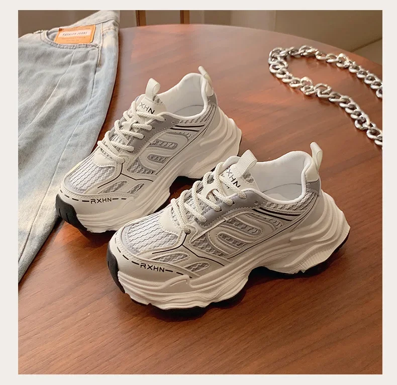 Women Sneakers Autumn Fashion Breathable Casual Shoes Women Mesh Lace Up Comfort Platform Vulcanize Shoes Zapatillas De Mujer