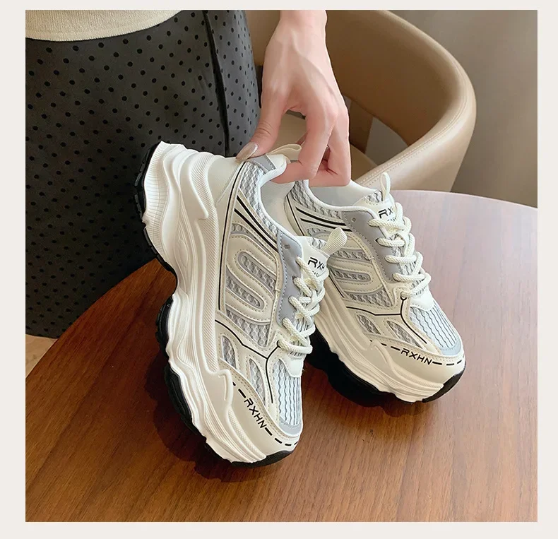 Women Sneakers Autumn Fashion Breathable Casual Shoes Women Mesh Lace Up Comfort Platform Vulcanize Shoes Zapatillas De Mujer