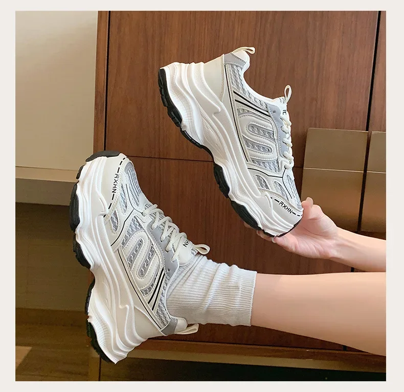 Women Sneakers Autumn Fashion Breathable Casual Shoes Women Mesh Lace Up Comfort Platform Vulcanize Shoes Zapatillas De Mujer