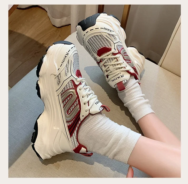 Women Sneakers Autumn Fashion Breathable Casual Shoes Women Mesh Lace Up Comfort Platform Vulcanize Shoes Zapatillas De Mujer