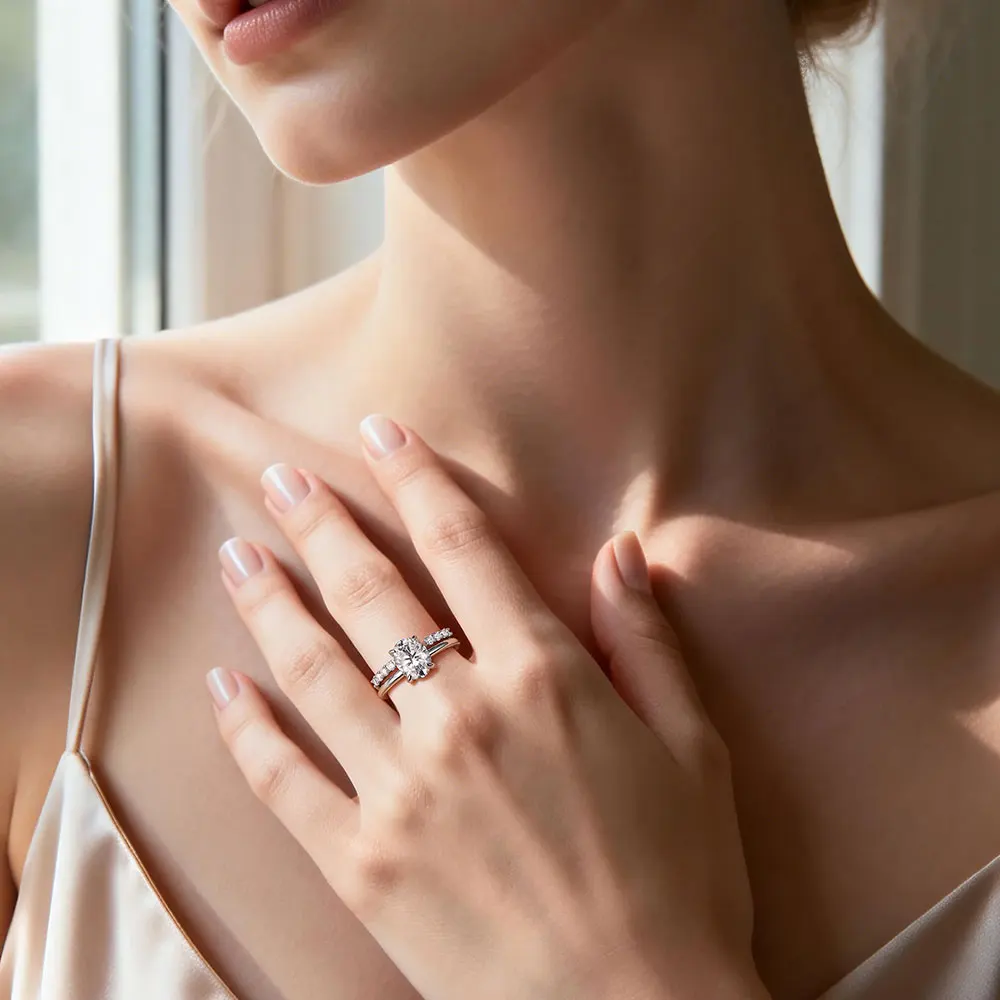 LinkerLove Moissanite Ring Open Wedding Band S925 Sterling Silver for Women 18K Gold Plated Diamond Ring Party Trendy Jewelry