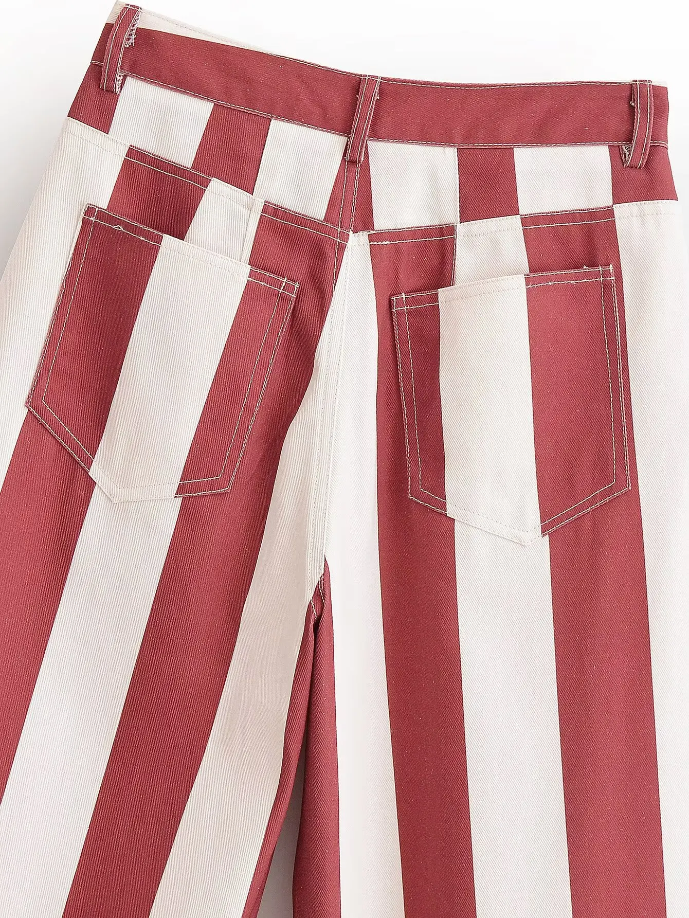 Willshela Women Fashion Striped Front Zipper Wide Leg Pants Vintage High Waist Full Length Female Chic Lady Trousers