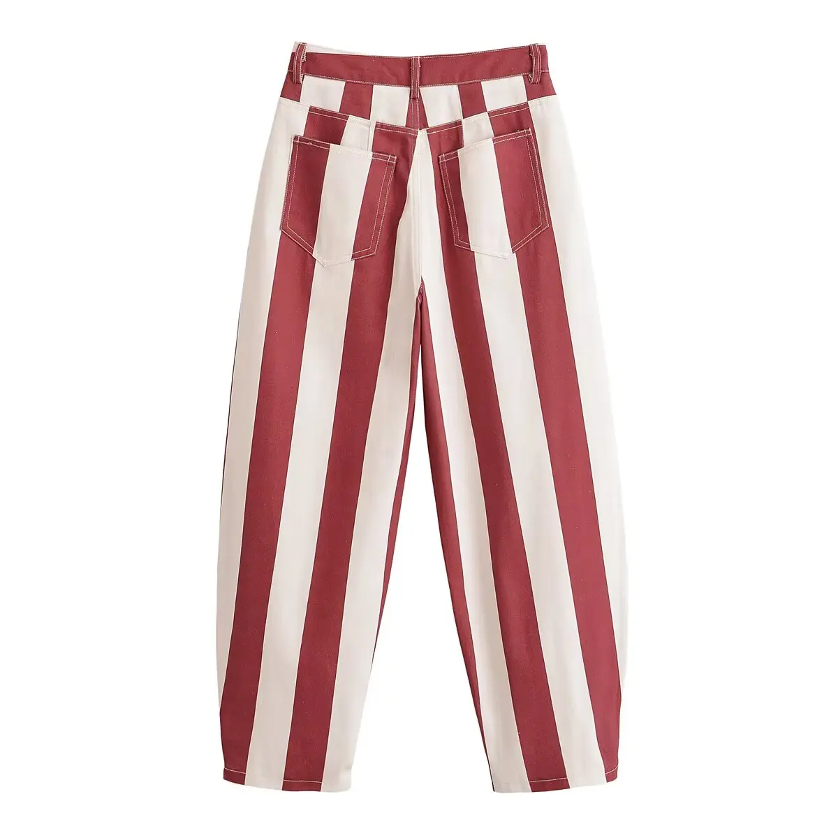 Willshela Women Fashion Striped Front Zipper Wide Leg Pants Vintage High Waist Full Length Female Chic Lady Trousers