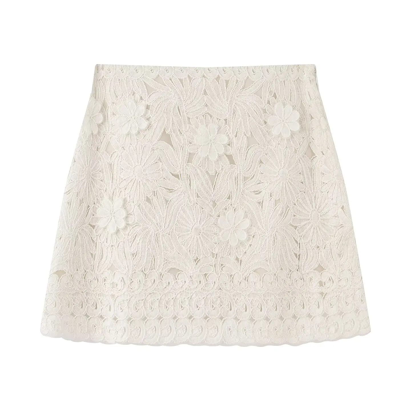 HH Female Summer Fashion Elegant Long Sleeve Lace Up Stitching Hollow Shirt+Temperament High Waist Mini A-line Skirt Suit