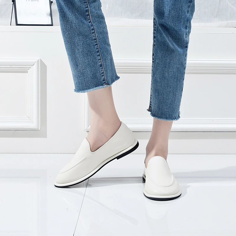 DIMANYU Women's Loafers Spring 2026 New Genuine Leather Women's Flat Shoes Soft Soles Slip-on Large Size Loafers Ladies