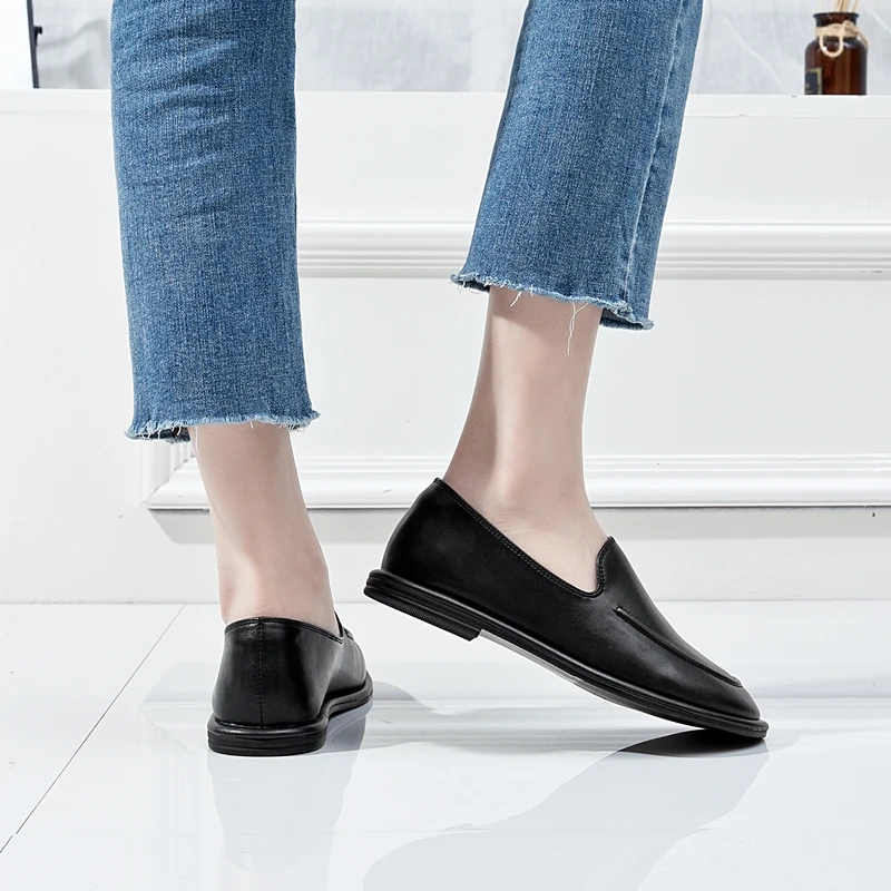 DIMANYU Women's Loafers Spring 2026 New Genuine Leather Women's Flat Shoes Soft Soles Slip-on Large Size Loafers Ladies