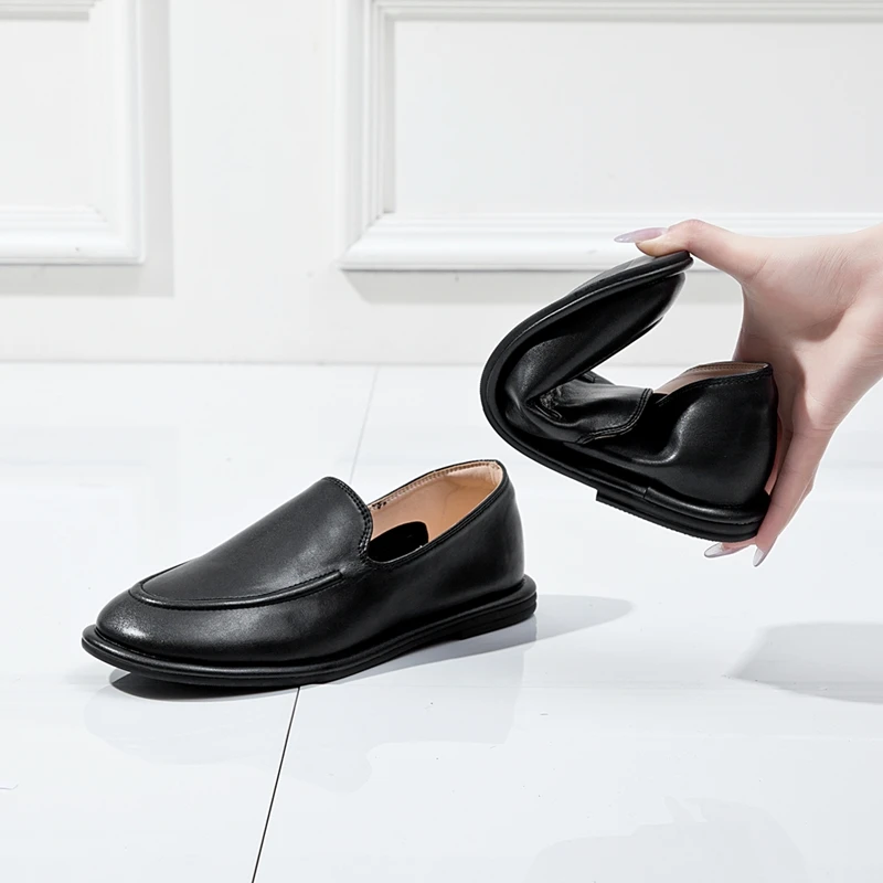 DIMANYU Women's Loafers Spring 2026 New Genuine Leather Women's Flat Shoes Soft Soles Slip-on Large Size Loafers Ladies