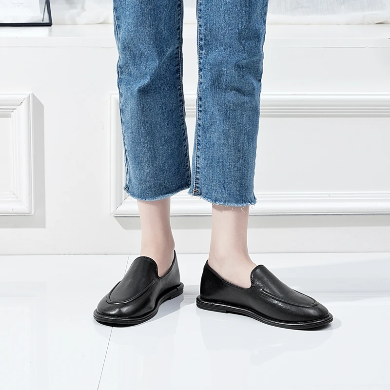 DIMANYU Women's Loafers Spring 2026 New Genuine Leather Women's Flat Shoes Soft Soles Slip-on Large Size Loafers Ladies