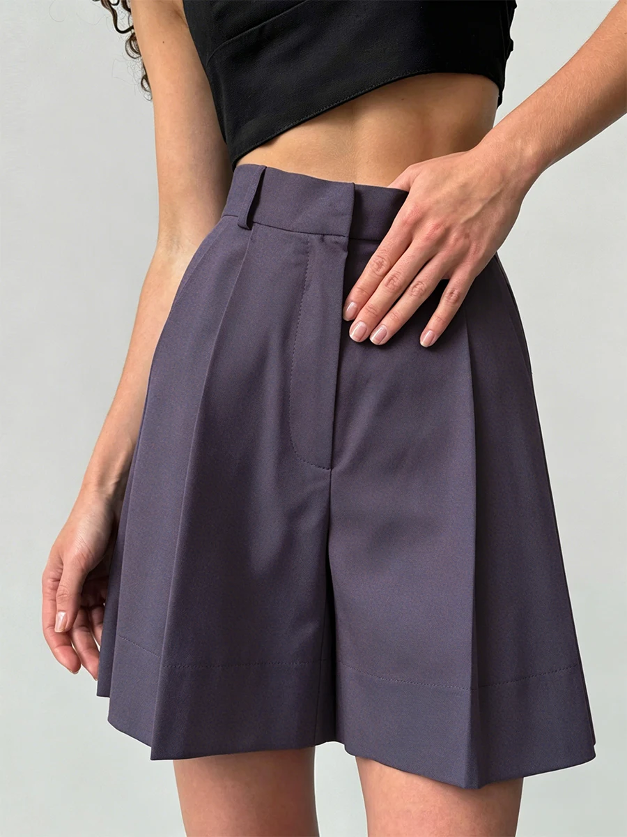 Wolfeel Women's High Waisted Shorts with European and American Style Casual Office Shorts Suitable for Work and Daily Wear