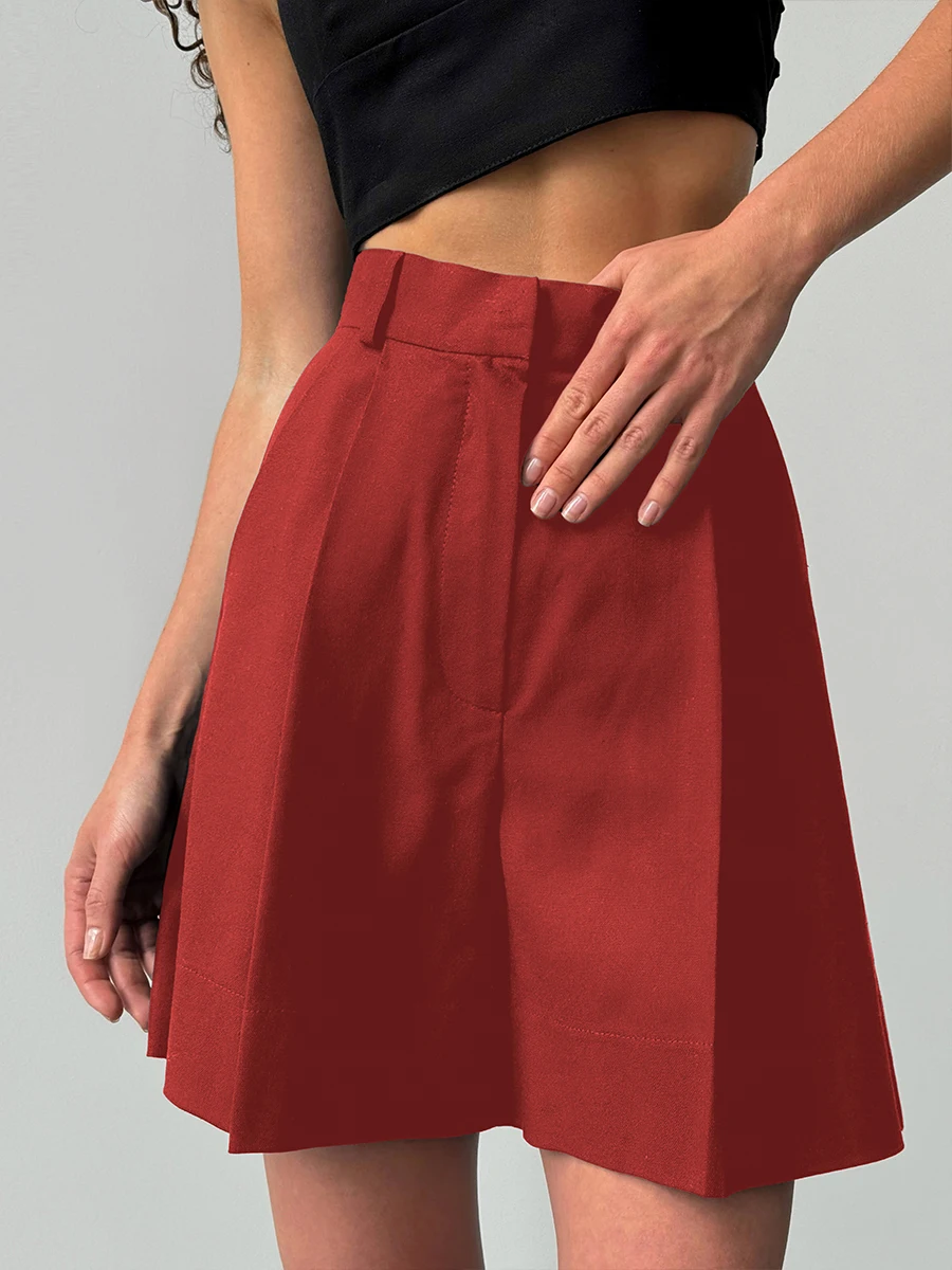 Wolfeel Women's High Waisted Shorts with European and American Style Casual Office Shorts Suitable for Work and Daily Wear