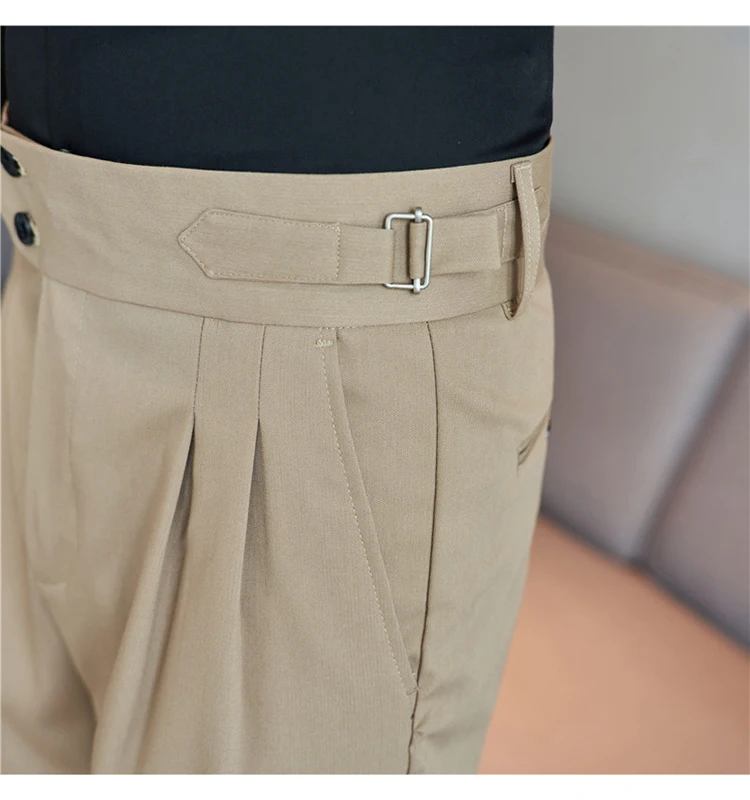 Men Pants Classic Men's Office Trousers Slim Fit High Waist Vintage Pockets for Formal Business Style Elegant Formal Pants