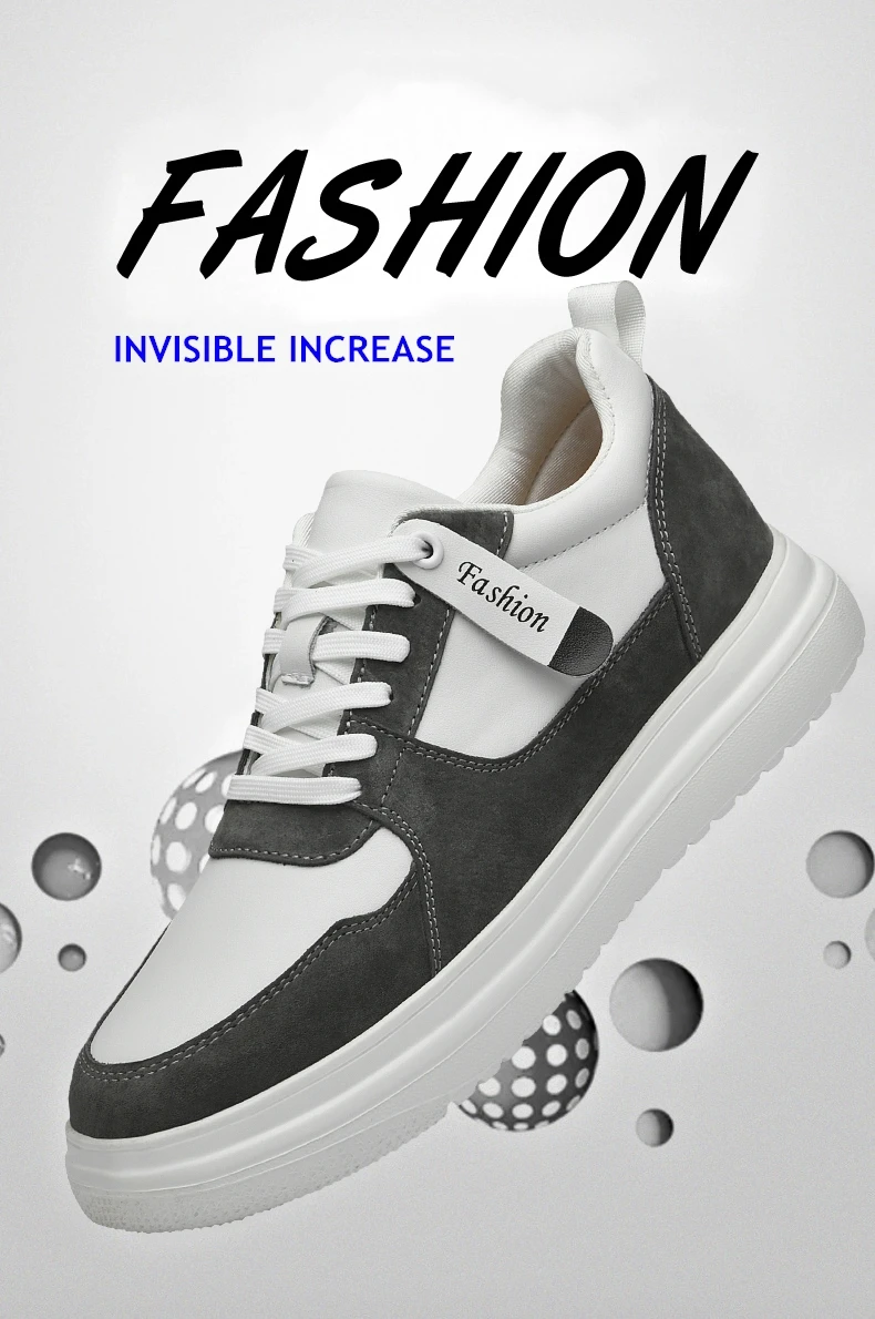 Big Size Lift Men Sneakers Elevator Shoes Heightening Height Increase Insole 7-8CM High Heels Shoes Genuine Leather Sport Shoes