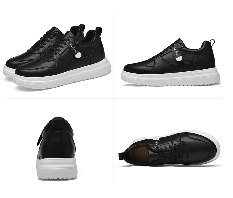 Big Size Lift Men Sneakers Elevator Shoes Heightening Height Increase Insole 7-8CM High Heels Shoes Genuine Leather Sport Shoes