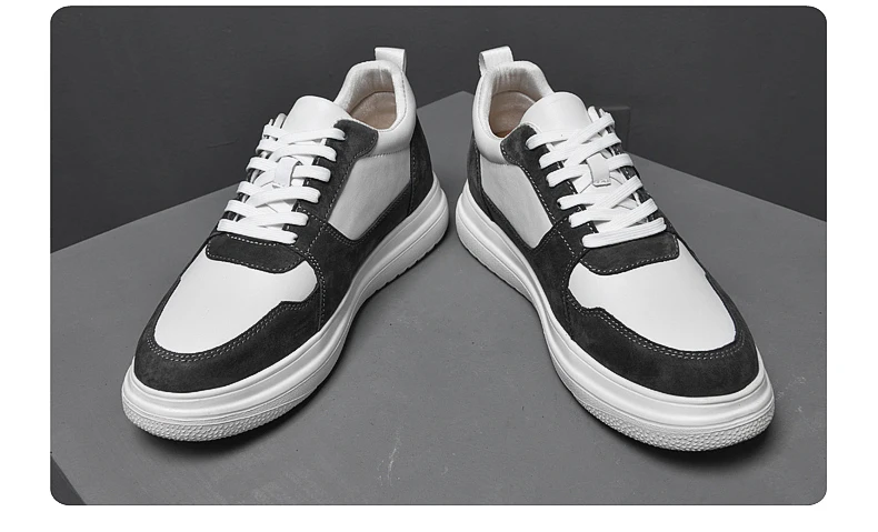 Big Size Lift Men Sneakers Elevator Shoes Heightening Height Increase Insole 7-8CM High Heels Shoes Genuine Leather Sport Shoes