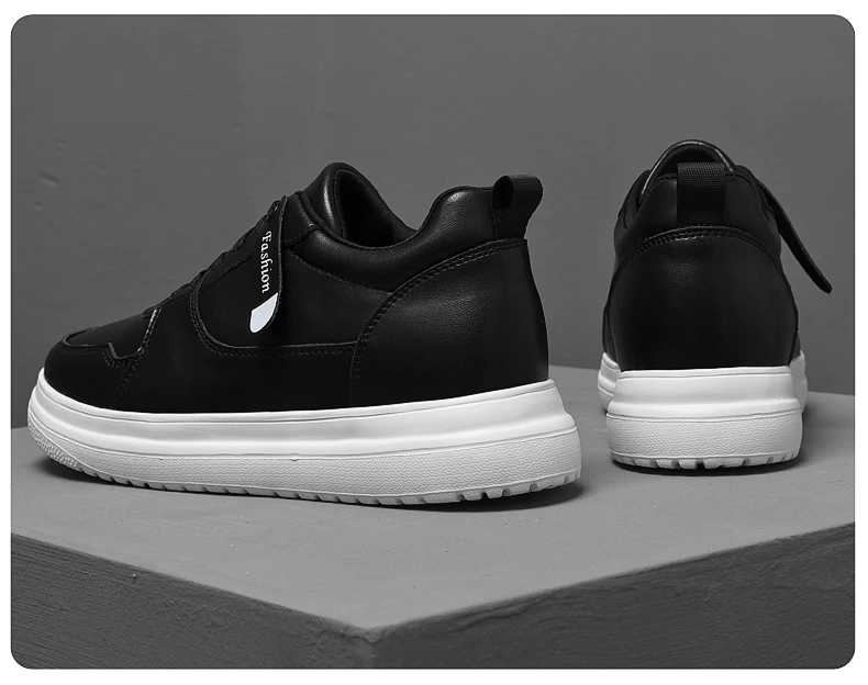 Big Size Lift Men Sneakers Elevator Shoes Heightening Height Increase Insole 7-8CM High Heels Shoes Genuine Leather Sport Shoes