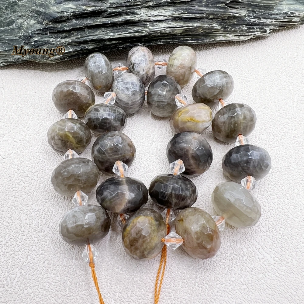 13x18MM 20PCS Large Faceted Natural Stones Amazonites Rose Quartzs Crystal Cutting Nugget Rondelle Beads MY230739