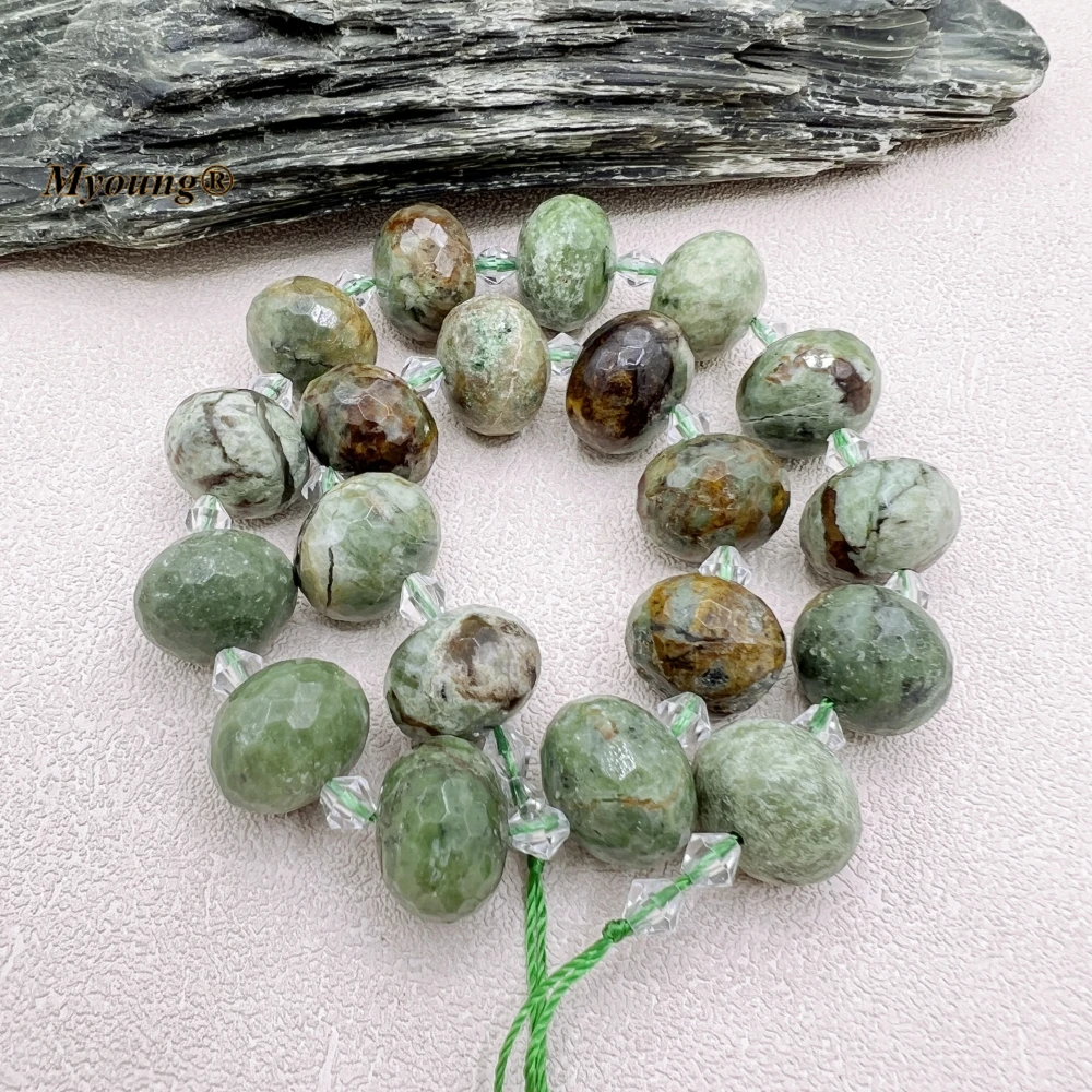 13x18MM 20PCS Large Faceted Natural Stones Amazonites Rose Quartzs Crystal Cutting Nugget Rondelle Beads MY230739
