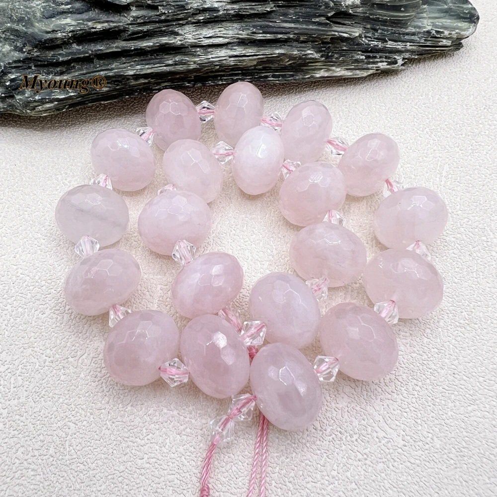 13x18MM 20PCS Large Faceted Natural Stones Amazonites Rose Quartzs Crystal Cutting Nugget Rondelle Beads MY230739
