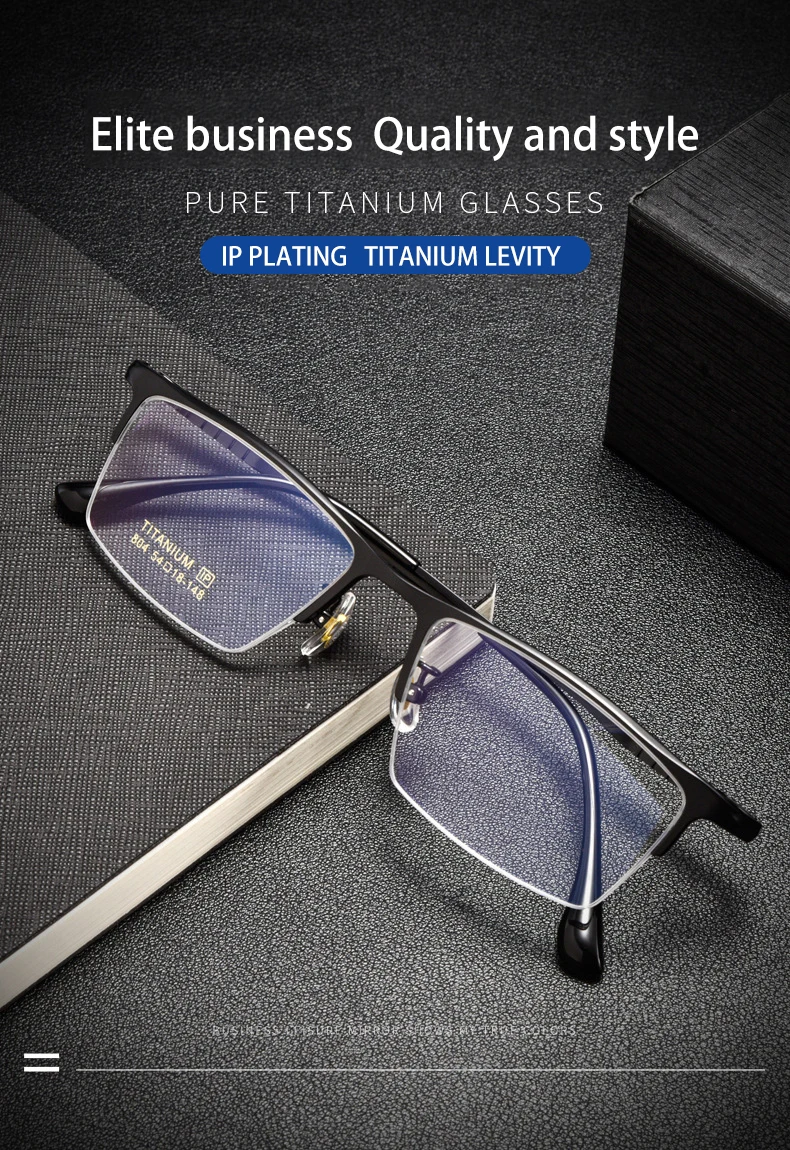 VKYEE Ultralight Business Men's Eyeglasses Pure Titanium Eyeglasses Frame Business Half Frame Can Be Customized Prescription 804