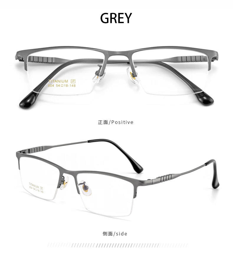 VKYEE Ultralight Business Men's Eyeglasses Pure Titanium Eyeglasses Frame Business Half Frame Can Be Customized Prescription 804