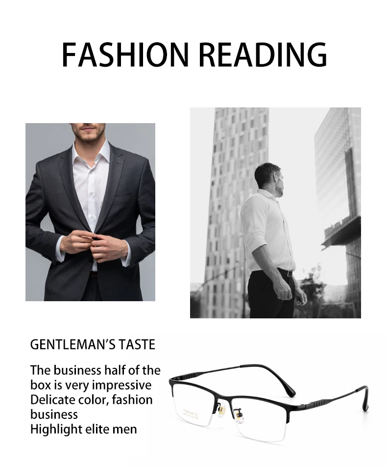 VKYEE Ultralight Business Men's Eyeglasses Pure Titanium Eyeglasses Frame Business Half Frame Can Be Customized Prescription 804