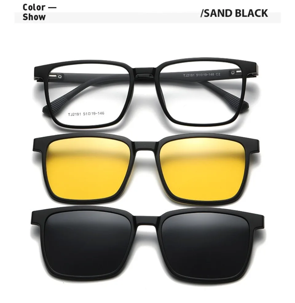 VICKY Flip-up Magnetic Clip-on Prescription Glasses Men Women TR90 Polarised Myopia Sunglasses Night Vision Reading Glasses 2191