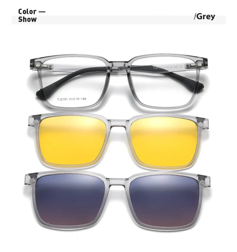 VICKY Flip-up Magnetic Clip-on Prescription Glasses Men Women TR90 Polarised Myopia Sunglasses Night Vision Reading Glasses 2191