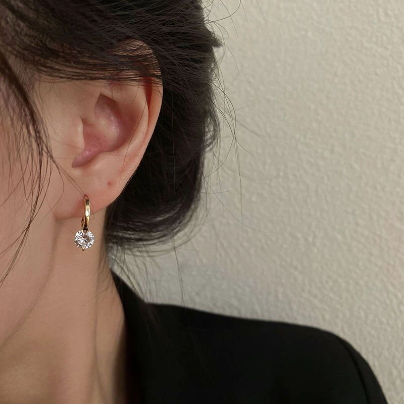 Lnngy Hoop Earrings Silver 925 Sparkling 6.5mm 1CT Moissanite Earring With Certificate For Women Lovers' Wedding Jewelry Gift
